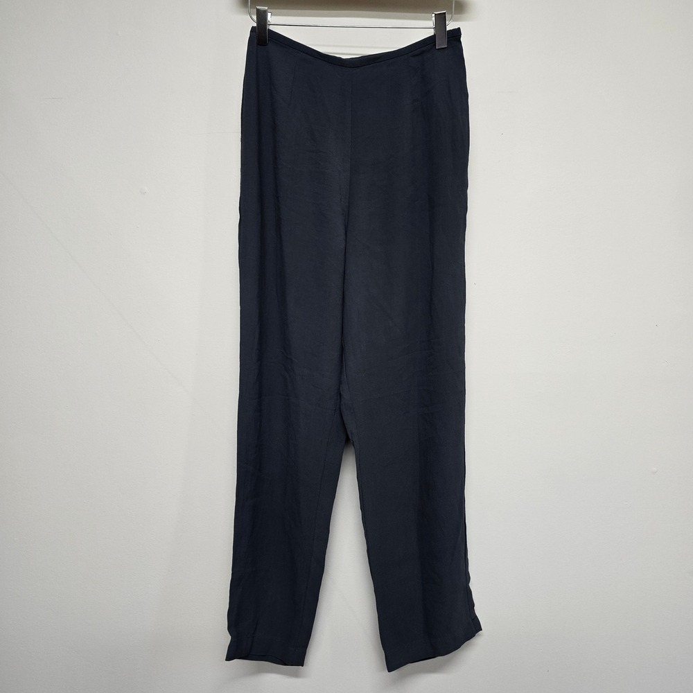 Eileen Fisher Pants Womens Size XS Gray 100% Silk Side Zip Minimalist Old Money